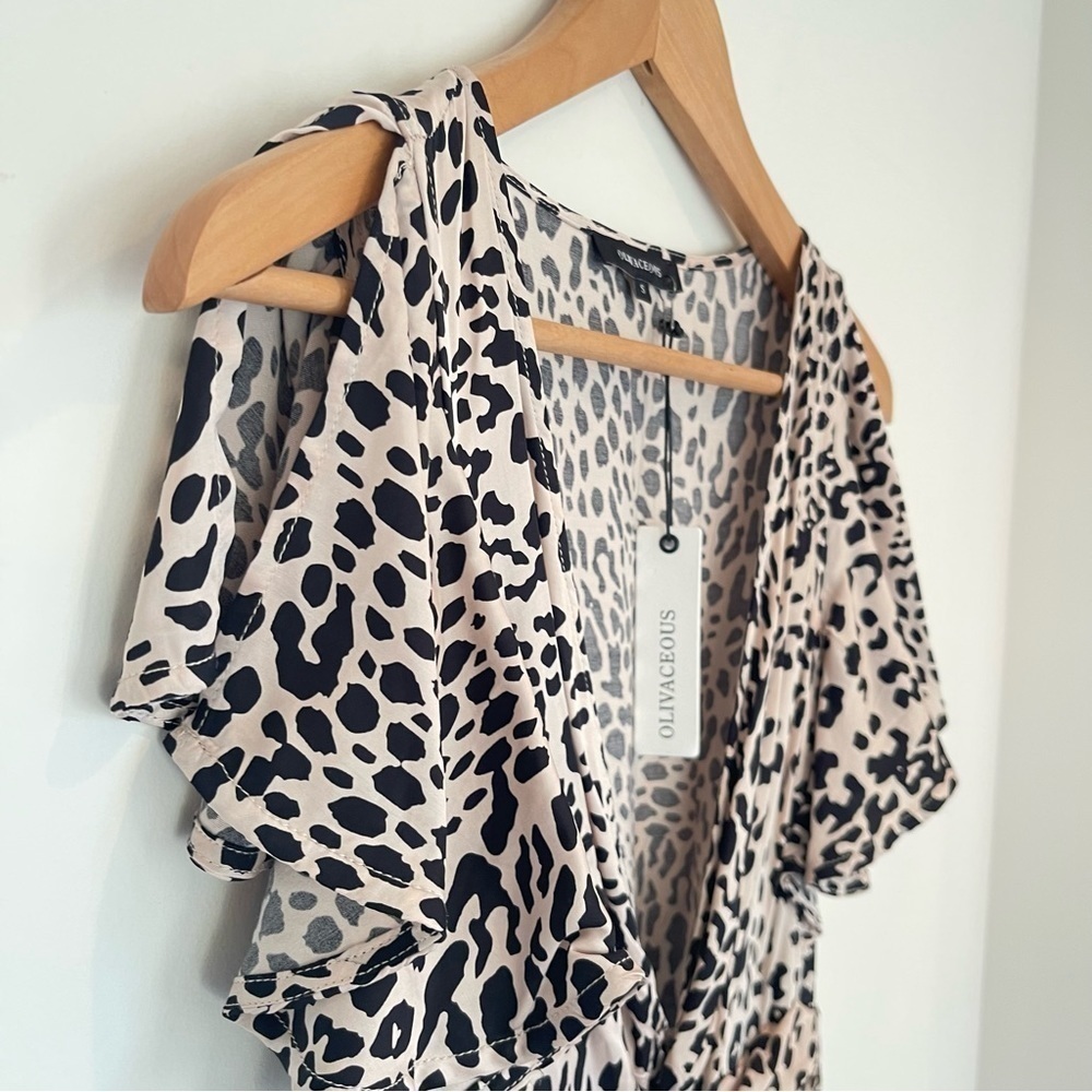 New Olivaceous Leopard Print Ruff Dress - Women's Size Small - Picture 6 of 13